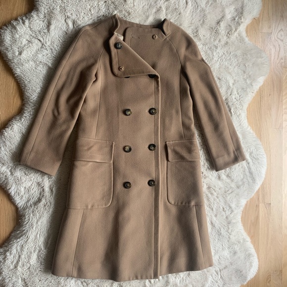 Authentic Burberry wool cashmere jacket coat beige tan sz 6 - Picture 2 of 13